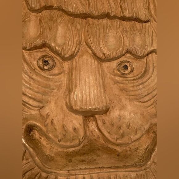 Vintage 1998 Creepy Wooden Hand Carved Beast Animal Face Wall Plaque - Picture 2 of 11